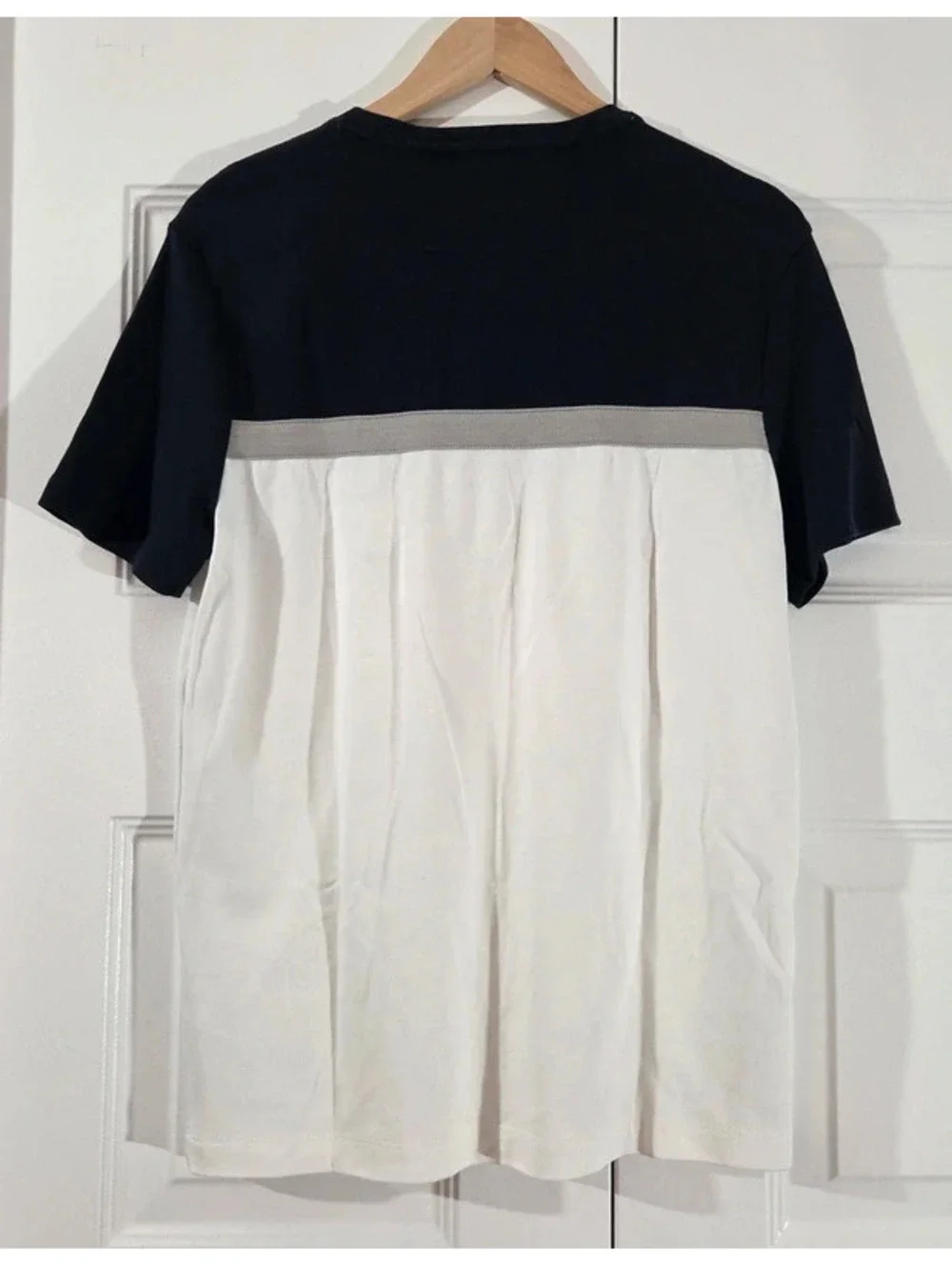 Banana Republic Mens Colorblock Crew Neck T-Shirt Navy White Cotton Size M #1564